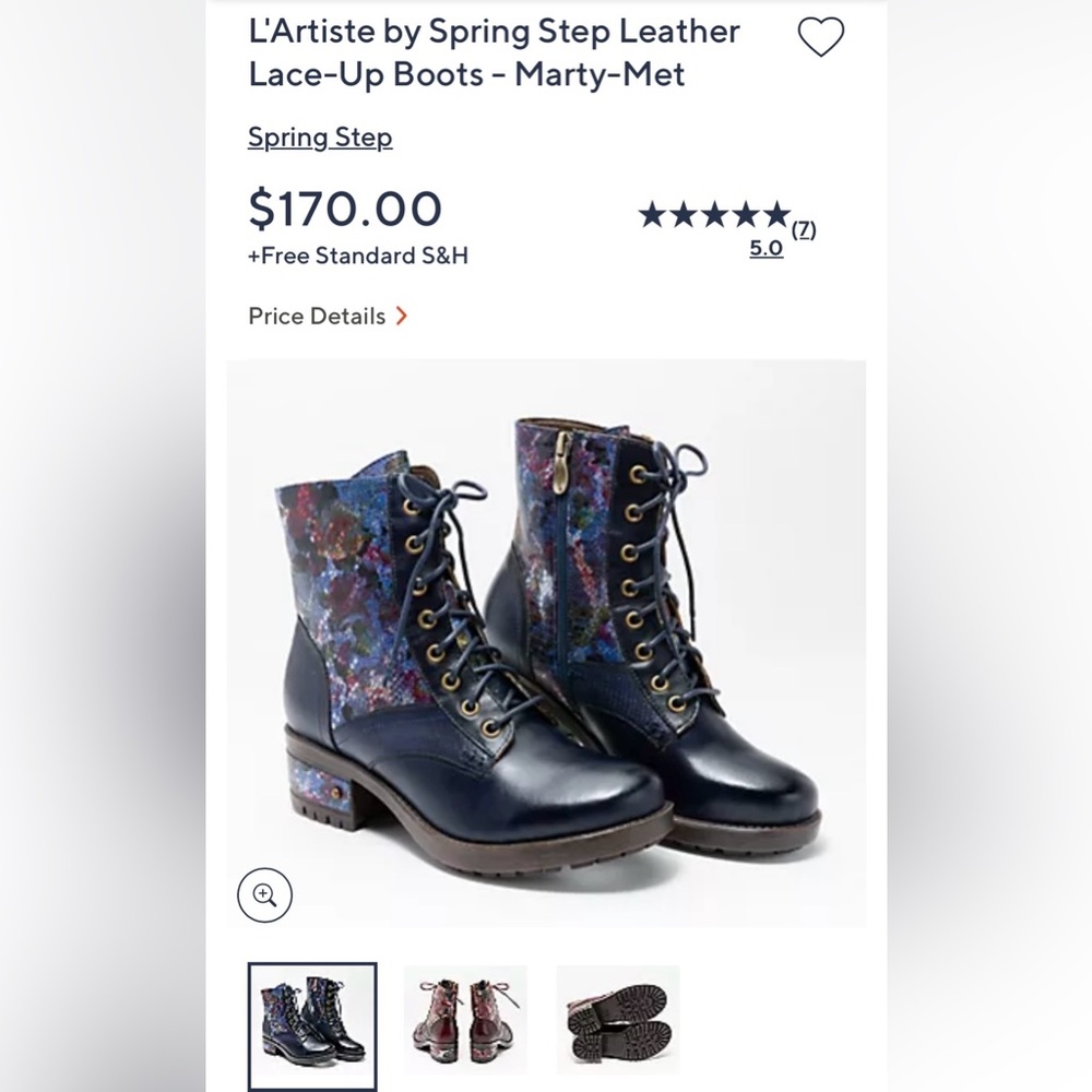 L'Artiste by Spring Step Marty Met Navy Floral Lace-Up Boots